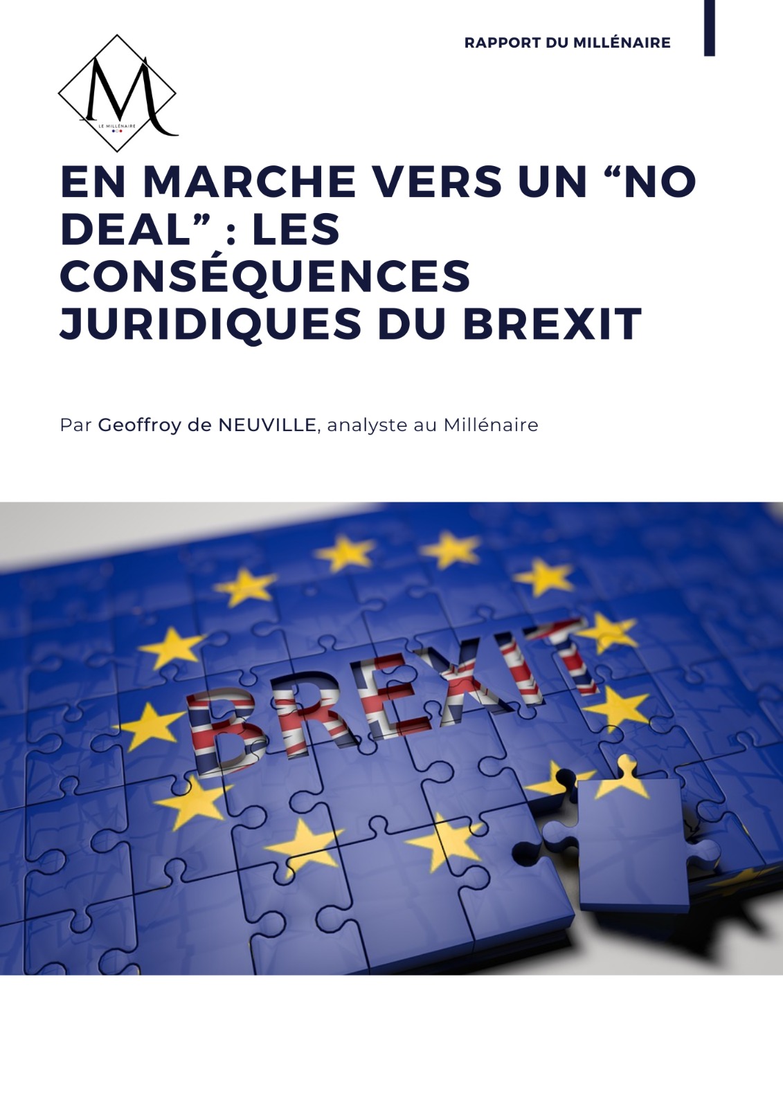 Couverture de la note : En marche vers un "No Deal" : les conséquences juridiques du Brexit