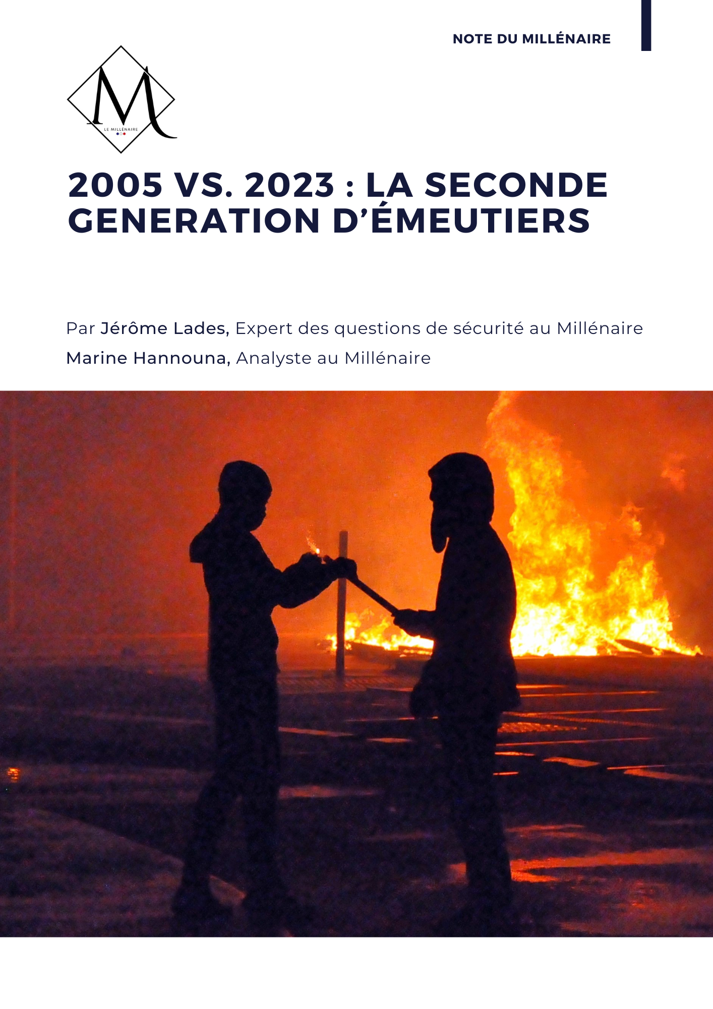 Couverture de la note : Emeutes 2005 vs. 2023 : la seconde génération d'émeutiers