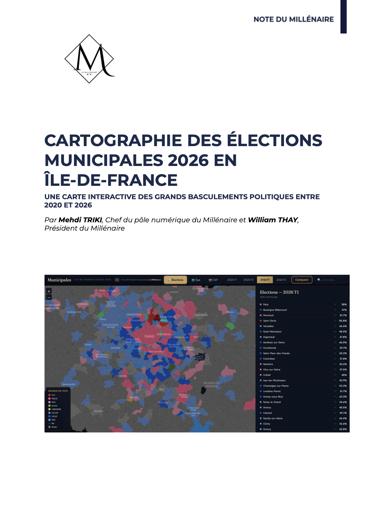 Couverture de la note : Cartographie des élections municipales 2026 en Île-de-France