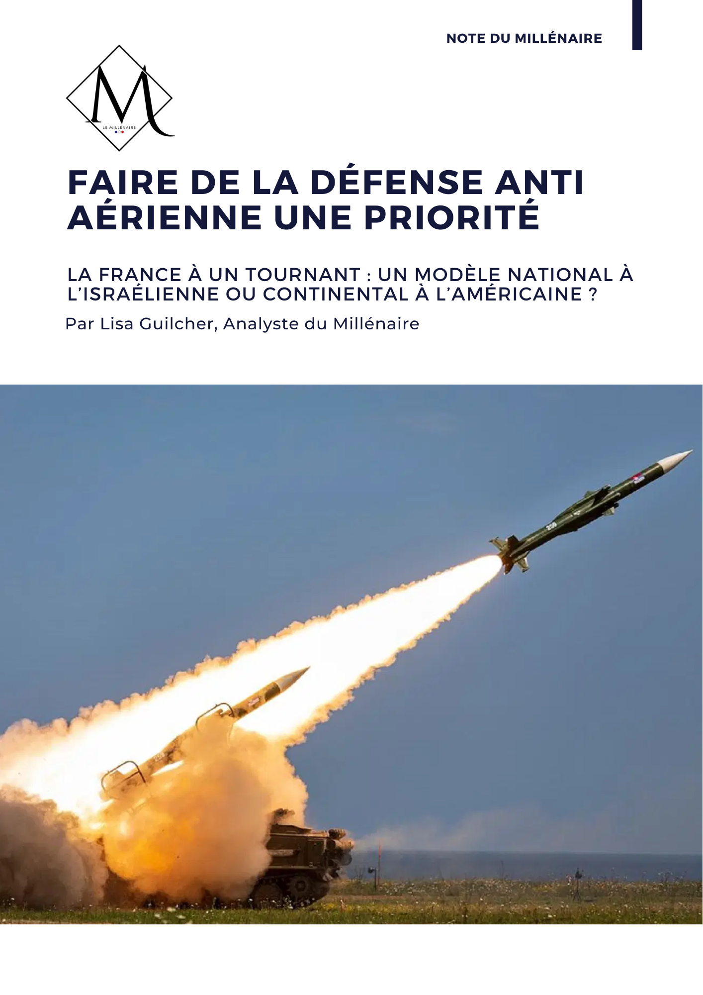 Couverture de la note : Faire de la défense anti-aérienne et anti-missiles, une priorité stratégique