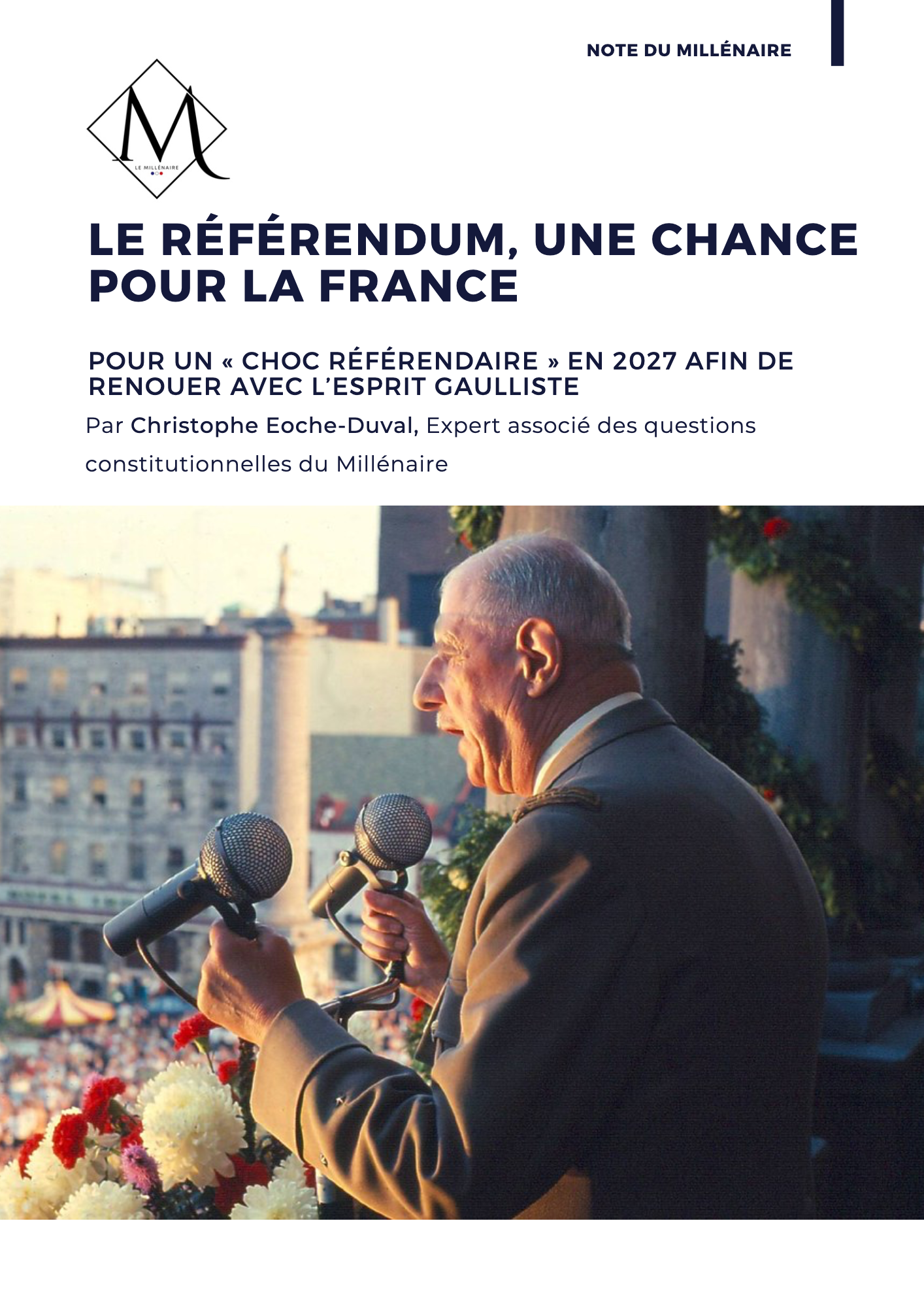 Couverture de la note : Le référendum, une chance pour la France : pour un « choc référendaire » en 2027 afin de renouer avec l’esprit gaulliste